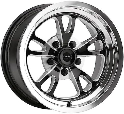 عجلة Vision 149 PATRIOT المخصصة - 15x10، 0 إزاحة، نمط مسمار 5x120.65، محور 83.1 ملم - أسود لامع مع حافة بأضلاع مطحونة in Kuwait