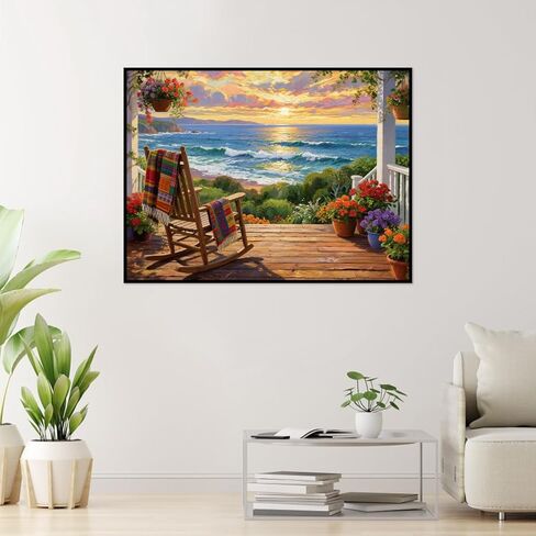 tigdtiu Landscape Paint by Numbers Kit for Adults Beginners, Beach Adult Paint by Number Kits on Canvas, DIY Acrylic Oil Easy Painting by Numbers for Home Wall Decor 16X20 inch in Saudi Arabia