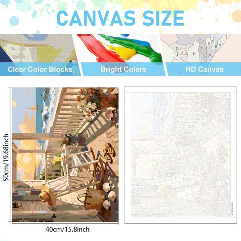 tigdtiu Landscape Paint by Numbers Kit for Adults Beginners, Beach Adult Paint by Number Kits on Canvas, DIY Acrylic Oil Easy Painting by Numbers for Home Wall Decor 16X20 inch in Saudi Arabia