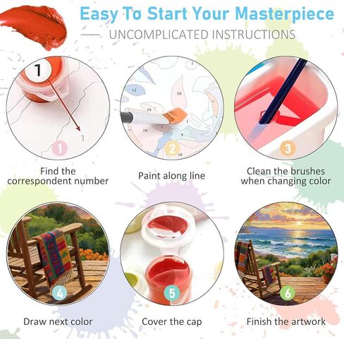 tigdtiu Landscape Paint by Numbers Kit for Adults Beginners, Beach Adult Paint by Number Kits on Canvas, DIY Acrylic Oil Easy Painting by Numbers for Home Wall Decor 16X20 inch in Saudi Arabia