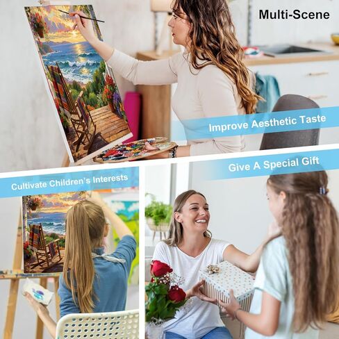 tigdtiu Landscape Paint by Numbers Kit for Adults Beginners, Beach Adult Paint by Number Kits on Canvas, DIY Acrylic Oil Easy Painting by Numbers for Home Wall Decor 16X20 inch in Saudi Arabia