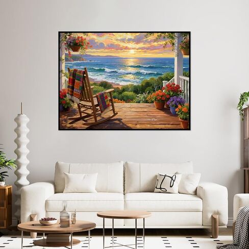 tigdtiu Landscape Paint by Numbers Kit for Adults Beginners, Beach Adult Paint by Number Kits on Canvas, DIY Acrylic Oil Easy Painting by Numbers for Home Wall Decor 16X20 inch in Saudi Arabia