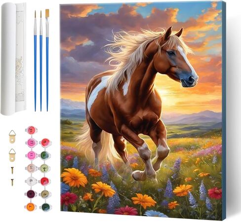 Perycomly Adult Paint by Numbers Kit for Adults, Horse Paint by Numbers for Adults Beginners Canvas, Acrylic Horse Painting by Numbers for Gift Decor - 16x20 Inch in Saudi Arabia