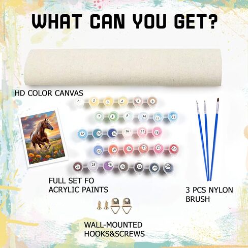 Perycomly Adult Paint by Numbers Kit for Adults, Horse Paint by Numbers for Adults Beginners Canvas, Acrylic Horse Painting by Numbers for Gift Decor - 16x20 Inch in Saudi Arabia