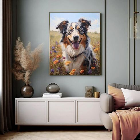 AUKVLZS Adults' Paint by Number, Australian Shepherd, DIY Easy Acrylic Paint by Numbers Arts and Crafts, 40x50cm, Without Frame in Kuwait