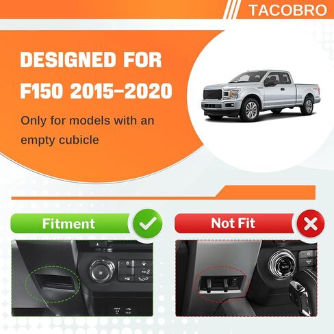 درج تخزين وحدة التحكم المركزية متوافق مع ملحقات Ford F150 2015-2020، إدراج صينية تنظيم المكعبات المخفية، صندوق درج وحدة التحكم ABS مع بطانات مطاطية in Kuwait