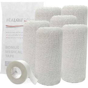 Kerlix Gauze Bandage Rolls - 4 1/2 in x 4.1 Yds, 6 Ply - 6 Single Sterile Pocuhes- Extra Absorbency - Latex Free, Hospital Grade Cotton Fluff Bandage Wrap Krinkle Style - for Wound Care & First Aid in Saudi Arabia