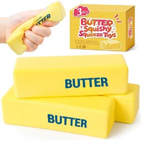3 Packs Butter Squishy Slow Rising Squeeze Toys, Sensory Fidget Stress Relief Squishies,Soft Realistic Fidget Toys Anxiety Relief Party Favors Dumpling Squishy Butter for Kids＆Adult(Yellow) in Saudi Arabia