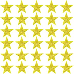 50Pcs White Star Iron On Patches, Shiny Embroidered Sew On Appliques with Heat Adhesive for Clothing, Jackets, Hats, Backpacks, Jeans and DIY Craft Decoration, 1.15" in Saudi Arabia