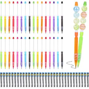32 Pcs DIY Beadable Mechanical Pencils Kit 8 Colors Beadable Pencils Bulk with 0.7mm Refill Plastic Automatic Beaded Pencil Making Kit for Adult DIY Crafts Writing Drawing (Beads Not Included) in Saudi Arabia