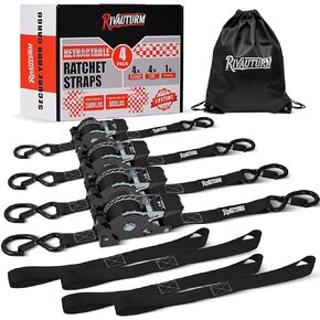 4 Pack Retractable Ratchet Straps with S Hooks, 1 Inch x 12 Feet(1500LBS Break Strength) Heavy Duty Auto Self Retracting Tie Down Straps for Truck, Cargo Trailer, Motorcycle, ATV, UTV & More -Orange in Saudi Arabia