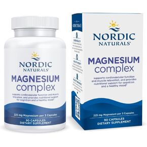 مركب المغنيسيوم من Nordic Naturals - 90 كبسولة - 225 ملغ من المغنيسيوم - صحة الدماغ والقلب، والمزاج، والطاقة، واسترخاء العضلات - غير معدل وراثيًا، نباتي - 30 وجبة in Kuwait