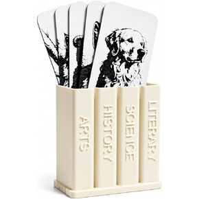 Book Shaped Bookmark Holder, Bookmark Organizer Box for Desk & Bookshelf, Cute Bookish Storage Display for Bookmarks, Pens & Small Accessories(Ivory White) in Saudi Arabia