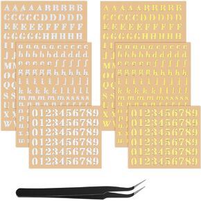 6 Sheets 4.5mm Letter Stickers with Stainless Steel Tweezer, Mini Alphabet Stickers Glitter Self Adhesive Mini Number Sticker for DIY Craft Scrapbook Decoration Nail Keyboard (Gold, Silver) in Kuwait