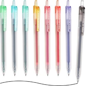 EYEYE 0.7mm Gel Pens Assorted Colors, 8 Pack Retractable Medium Point Gel Pen Quick Drying, Fine Point Smooth Writing Pen for Journaling, Note Taking, Office School Supplies in Kuwait