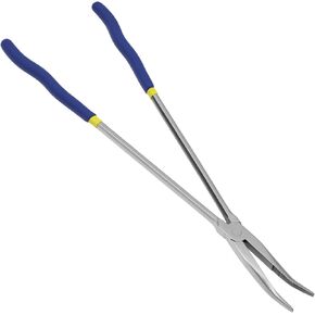 QWORK 16 Inch Long Reach Needle Nose Pliers, 45 Degree Angled Tip, Extra Long Handles, Tight Serrated Jaws for Narrow Spaces, Automotive Mechanic & Machinery Maintenance in Kuwait