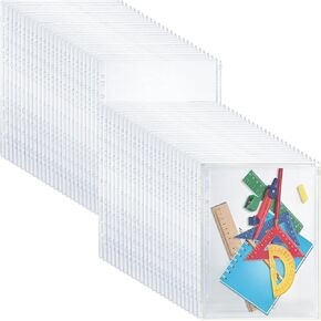 JMIATRY 50PCS Clear A4 Binder Pockets for 3 Ring Binder Folders with 11 Holes, Pinder Pouches Plastic Envelopes with Zipper Closure, A4 Size Binder Zipper Pouch Inserts for 2/3/4 Ring Document Storage in Saudi Arabia
