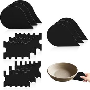 12Pcs Acrylic Pottery Rim Lifter and Pottery Ribs Foot Shaper Kit Pottery Ribs Pottery Carving Tools Pottery Shaping Toolm for Plate, Bowl,Slab Forms DIY Carving Molds Clay Ceramics,4 Design in Kuwait