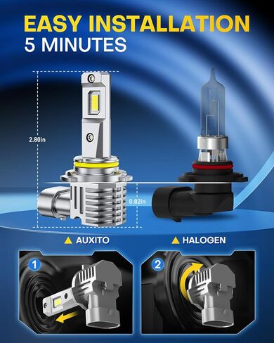 AUXITO H10 9145 LED Fog Light Bulbs, 6500K Ultra White 1000% Increased Brightness, Precision 1:1 Mini Design, Simple Plug Play Installation, Stable Illumination, 99% Vehicles Supported, Pack of 2 in Kuwait