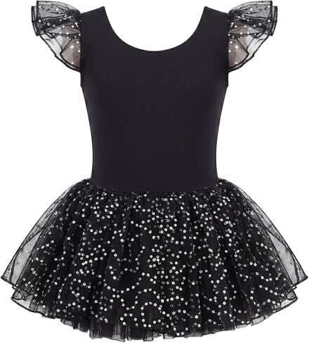 Toddler Girls Ballet Leotard - Sequin Skirt Back Bow Dance Leotards for 2-12 Years in Saudi Arabia