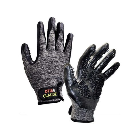 Otis & Claude Pet Grooming Gloves with Adjustable Strap - Gentle and Comfortable Hair Remover, Bathing, Massage, Brush - Left & Right - for Cats, Dogs & Horses in Saudi Arabia