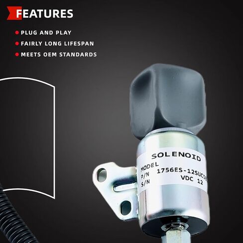 12V Fuel Shut Off Solenoid Fit for Chevy Gmc Pickup 4.3L Engine Kubota Engine D722 D902 Z482 Stop Solenoid Replace 1756ES-12SUC5B1S5 SA-5176-12 SA-4899-12 16851-57723 in Saudi Arabia