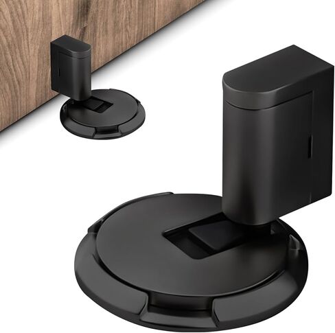 Mechanical Floor Door Stop, Adjustable Height Door Stoppers for Bottom of Door, Upgraded No Magnetic Door Holder to Keep Door Open, No Drilling Metal Door Stopper (Black) in Saudi Arabia