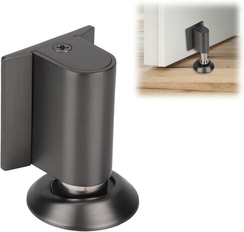 Magnetic Door Wedge Stopper, No Drill Floor Mounted Doorstops Holder with Screws Heavy Weight Duty & Invisible Doorstops Accessories Skirtings Catch Parts Replacement for Keeping Doors Open (Black) in Kuwait