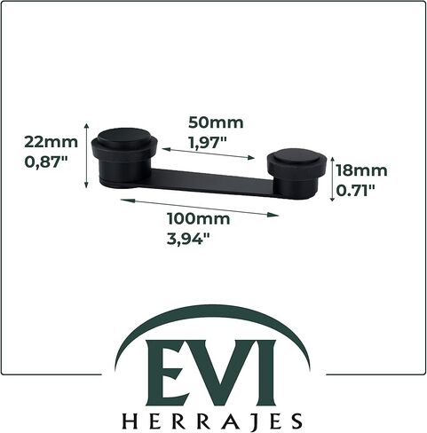 Black Adhesive Door Stopper |with 50mm Thick Door Retainer | Black Rubber | Includes Screw + Plug | Mod. I-164 |EVI in Saudi Arabia