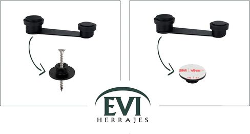 Black Adhesive Door Stopper |with 50mm Thick Door Retainer | Black Rubber | Includes Screw + Plug | Mod. I-164 |EVI in Saudi Arabia