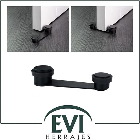 Black Adhesive Door Stopper |with 50mm Thick Door Retainer | Black Rubber | Includes Screw + Plug | Mod. I-164 |EVI in Saudi Arabia