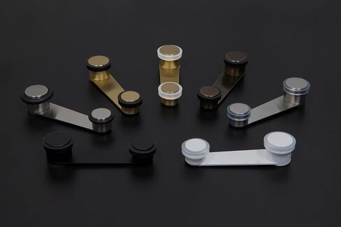 Black Adhesive Door Stopper |with 50mm Thick Door Retainer | Black Rubber | Includes Screw + Plug | Mod. I-164 |EVI in Saudi Arabia