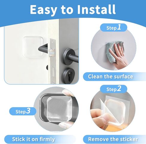 6 Pcs Door Stopper Wall Protector, Wall Shield Bumper Guard from Door Knobs,Soft and Transparent,Sturdy Self Adhesive,Washable Reusable Shock Absorbent Gel for Home Office (6) in Saudi Arabia