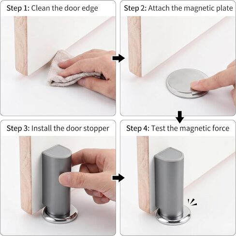 Invisible Magnetic Door Stopper, Punch Free Magnetic Door Holder with Strong Suction, Windproof Anti Scratch Door Catch for Home Office Bathroom,Plastic Door Stop with Grey Modern Design in Kuwait