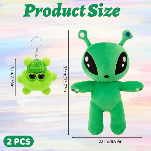 2-Pack Green Alien Doll, Green Large 35cm Alien with Mini Coal Charms Set, Figure Pillow for Boys Girls and Fans Gift Collectors in Saudi Arabia