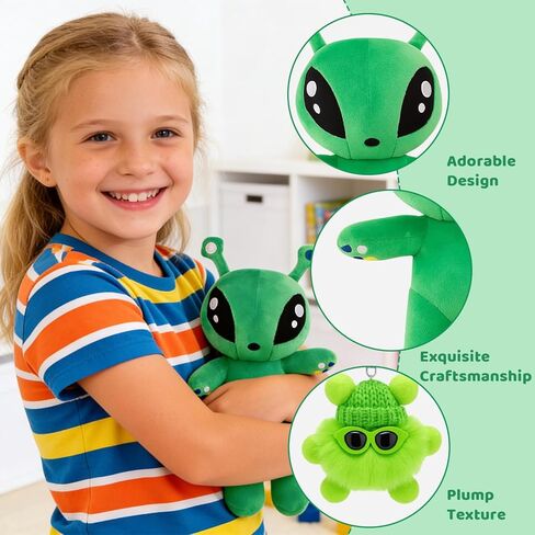 2-Pack Green Alien Doll, Green Large 35cm Alien with Mini Coal Charms Set, Figure Pillow for Boys Girls and Fans Gift Collectors in Saudi Arabia