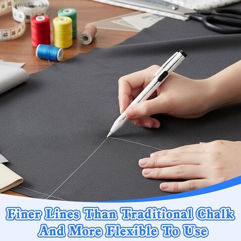 Fabric Chalk for Sewing, 28 Pcs Chalk Pencils for Sewing White Refills with 1 Pcs Sharpener Fabric Marking Pens for Sewing Quliting Cloth Leather DIY Crafts in Kuwait