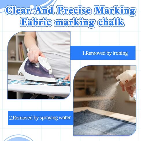 Fabric Chalk for Sewing, 28 Pcs Chalk Pencils for Sewing White Refills with 1 Pcs Sharpener Fabric Marking Pens for Sewing Quliting Cloth Leather DIY Crafts in Kuwait