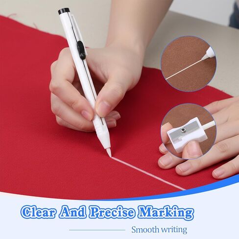 Fabric Chalk for Sewing, 28 Pcs Chalk Pencils for Sewing White Refills with 1 Pcs Sharpener Fabric Marking Pens for Sewing Quliting Cloth Leather DIY Crafts in Kuwait