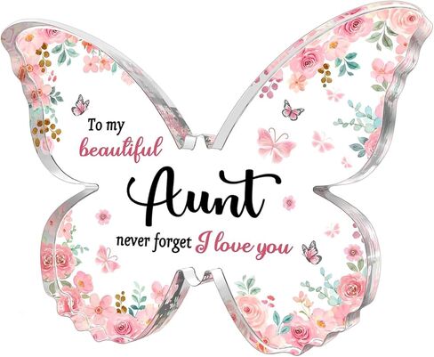 Gifts for Aunt, Unique Aunt Christmas Gift - 5x3.8x0.5 Inch Butterfly-Shaped Acrylic Plaque Keepsake - Mothers Day Gift, Valentines Day Gift, Birthday Christmas Gift for Aunt from Nephew Niece in Saudi Arabia