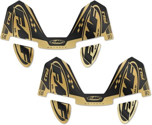 FMF Exhaust Factory 4.1 Gold Chrome Decals 2 Pack (Black) (FMF-BLK-GLD) in Saudi Arabia