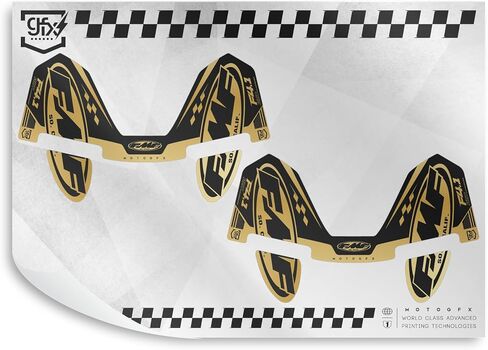 FMF Exhaust Factory 4.1 Gold Chrome Decals 2 Pack (Black) (FMF-BLK-GLD) in Saudi Arabia
