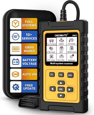 OBD2 Scanner for Porsche, OM817 Full System Diagnostic Tool, 10 Popular Reset Services, Read&Clear Codes, Auto VIN, Battery Test, One-Key I/M Readiness, No Subscriptions Lifetime Update in Saudi Arabia