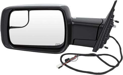 Right Passenger Side Matte Black Mirror Compatible With Ram 1500 2019-2025 Power Folding Heated Mirror With Turn Signal Puddle Light Replacement for 68276500AH(10Pins) in Saudi Arabia