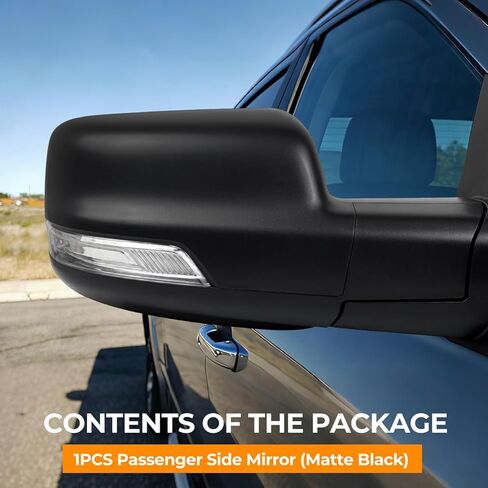 Right Passenger Side Matte Black Mirror Compatible With Ram 1500 2019-2025 Power Folding Heated Mirror With Turn Signal Puddle Light Replacement for 68276500AH(10Pins) in Saudi Arabia