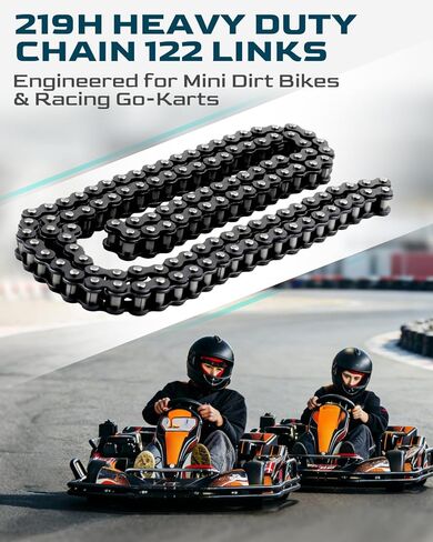 219H 122 Heavy Duty Chain Fit for Stomp EBOX Electric Pit Bikes 1.6 2.0 3.0 V1 V2 for Go Karts and Mini Dirt Bikes, High Strength Premium Roller Chain, 219H-122 in Saudi Arabia