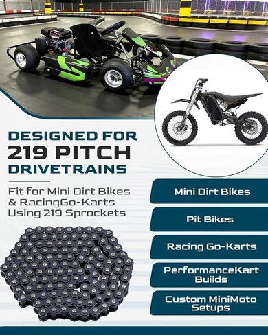 219H 122 Heavy Duty Chain Fit for Stomp EBOX Electric Pit Bikes 1.6 2.0 3.0 V1 V2 for Go Karts and Mini Dirt Bikes, High Strength Premium Roller Chain, 219H-122 in Saudi Arabia