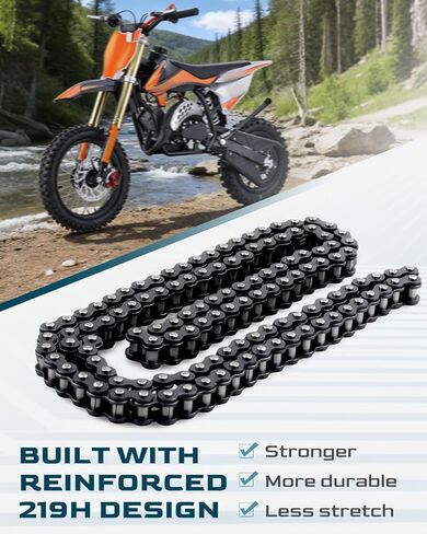 219H 122 Heavy Duty Chain Fit for Stomp EBOX Electric Pit Bikes 1.6 2.0 3.0 V1 V2 for Go Karts and Mini Dirt Bikes, High Strength Premium Roller Chain, 219H-122 in Saudi Arabia