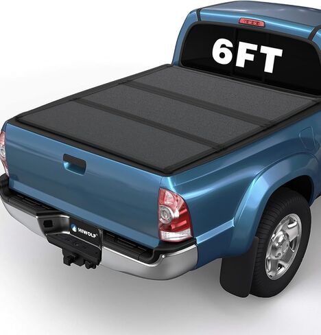 FRP Hard Tri Fold Truck Bed Tonneau Cover Fits 2005-2015 Tacoma 6ft Bed (73.5") w/Track System | PRX3 | On Top | in Saudi Arabia