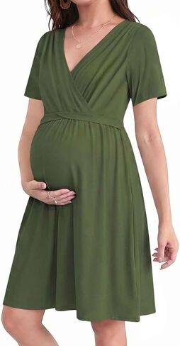 Ekouaer Women 3 in 1 Labor and Delivery Gown Split Front Flap Maternity Hospital Dress Nursing Nightgown for Breastfeeding in Saudi Arabia